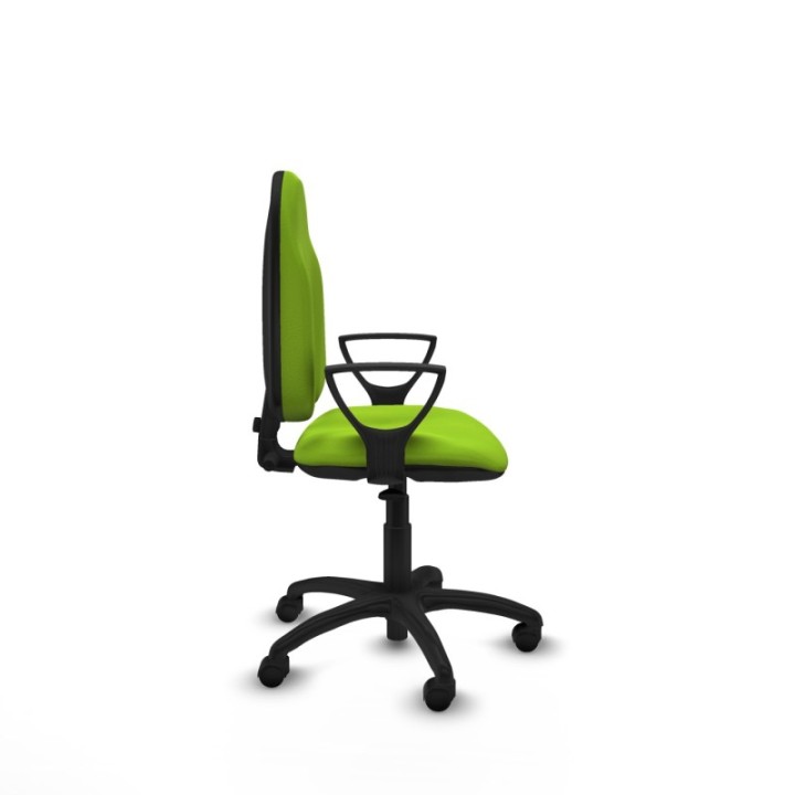 Algarra CP similpiel pistacho brazos fijos base poliamida ruedas nailon 50mm