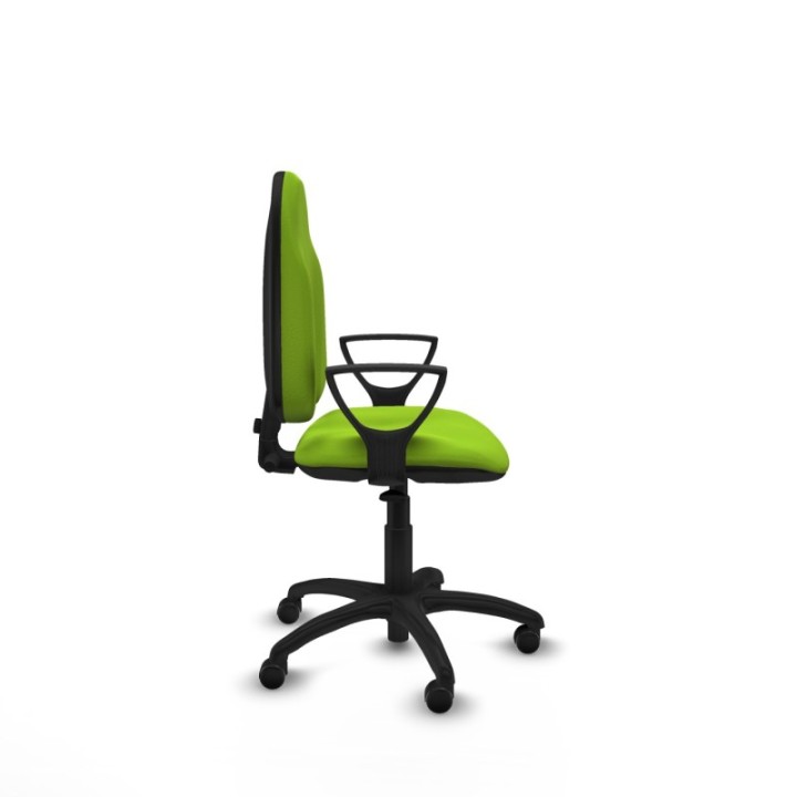 Algarra CP similpiel pistacho brazos fijos base poliamida ruedas engomadas 50mm