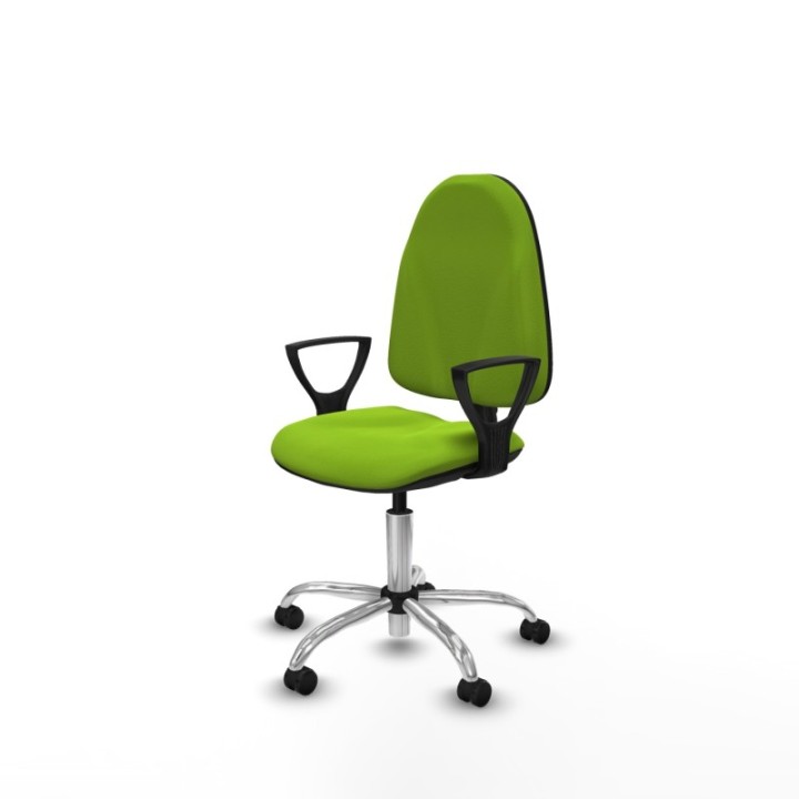 Algarra CP similpiel pistacho brazos fijos base cromada ruedas autofrenantes 50mm