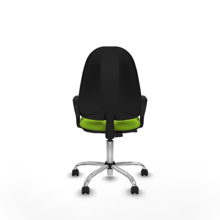 Algarra CP similpiel pistacho brazos fijos base cromada ruedas autofrenantes 50mm