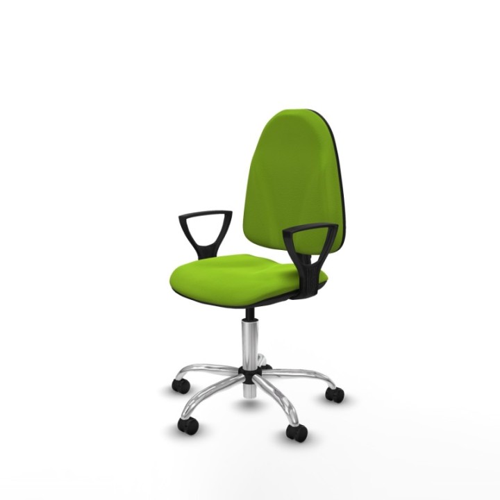 Algarra CP similpiel pistacho brazos fijos base cromada ruedas engomadas 50mm