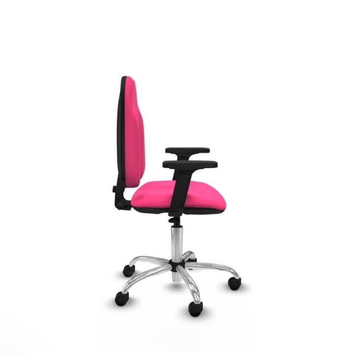 Algarra CP similpiel rosa brazos 2D base cromada ruedas nailon 50mm