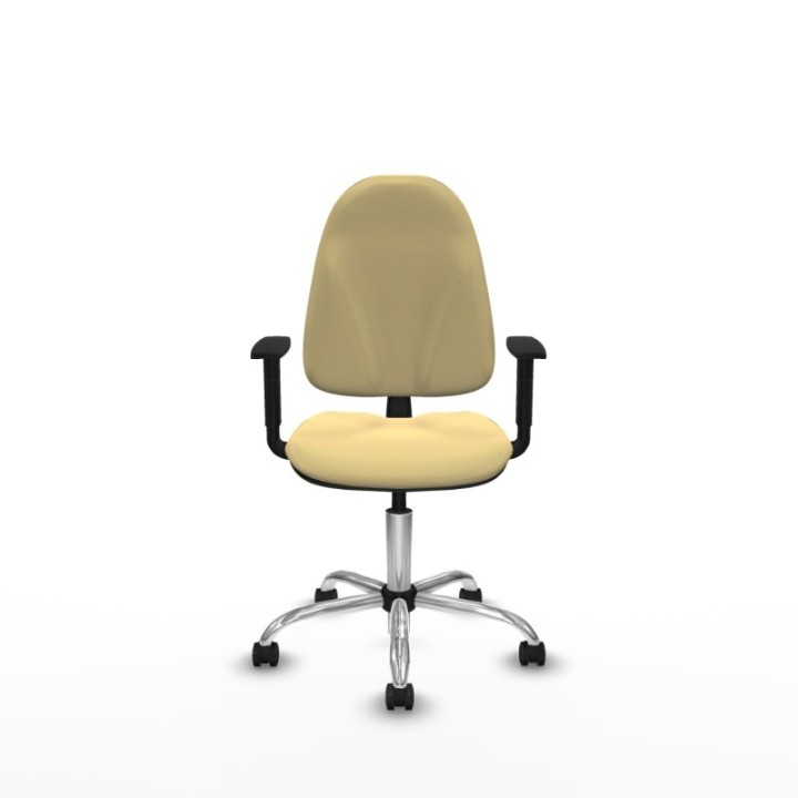 Algarra CP similpiel crema brazos 1D base cromada ruedas autofrenantes 50mm