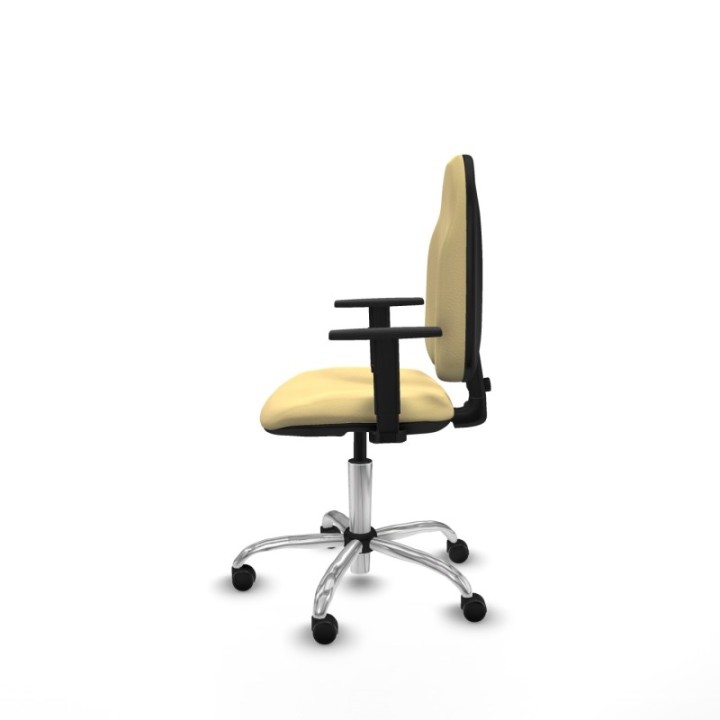 Algarra CP similpiel crema brazos 1D base cromada ruedas autofrenantes 50mm