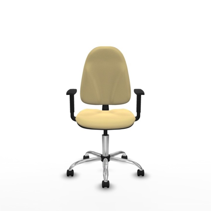 Algarra CP similpiel crema brazos 1D base cromada ruedas nailon 50mm