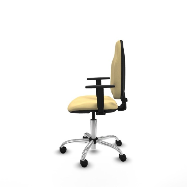 Algarra CP similpiel crema brazos 1D base cromada ruedas nailon 50mm