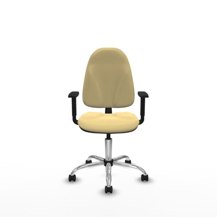 Algarra CP similpiel crema brazos 1D base cromada ruedas engomadas 50mm