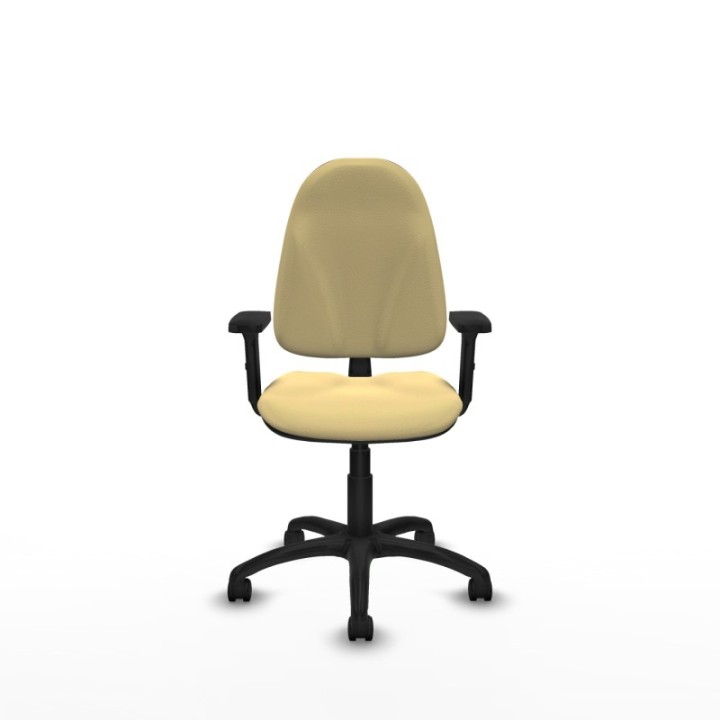 Algarra CP similpiel crema brazos 2D base poliamida ruedas nailon 50mm