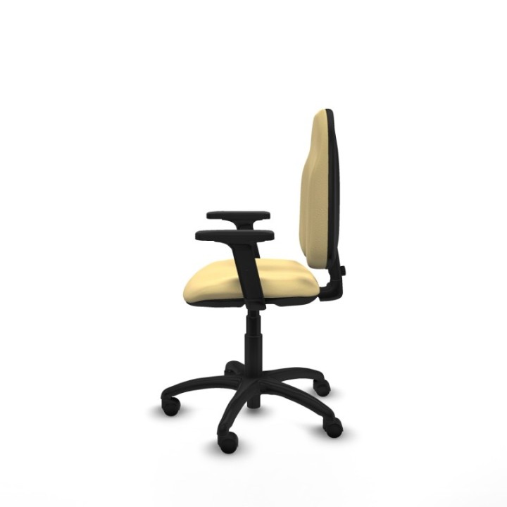 Algarra CP similpiel crema brazos 2D base poliamida ruedas nailon 50mm