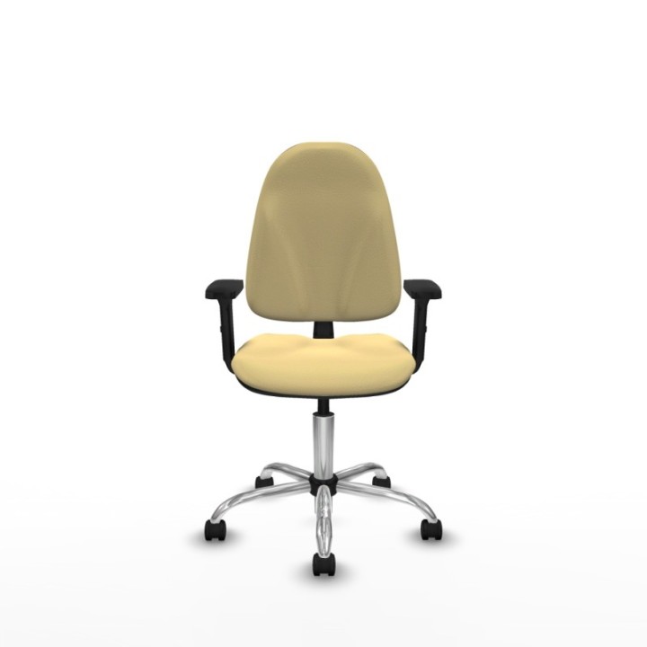 Algarra CP similpiel crema brazos 2D base cromada ruedas nailon 50mm