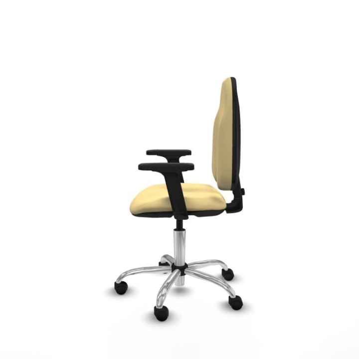 Algarra CP similpiel crema brazos 2D base cromada ruedas nailon 50mm