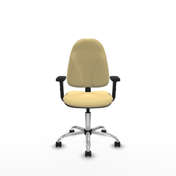 Algarra CP similpiel crema brazos 2D base cromada ruedas engomadas 50mm