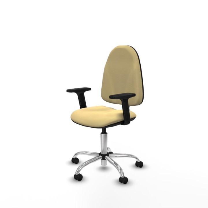 Algarra CP similpiel crema brazos 2D base cromada ruedas engomadas 50mm