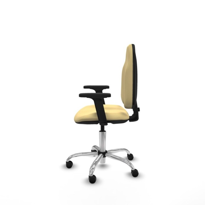 Algarra CP similpiel crema brazos 2D base cromada ruedas engomadas 50mm