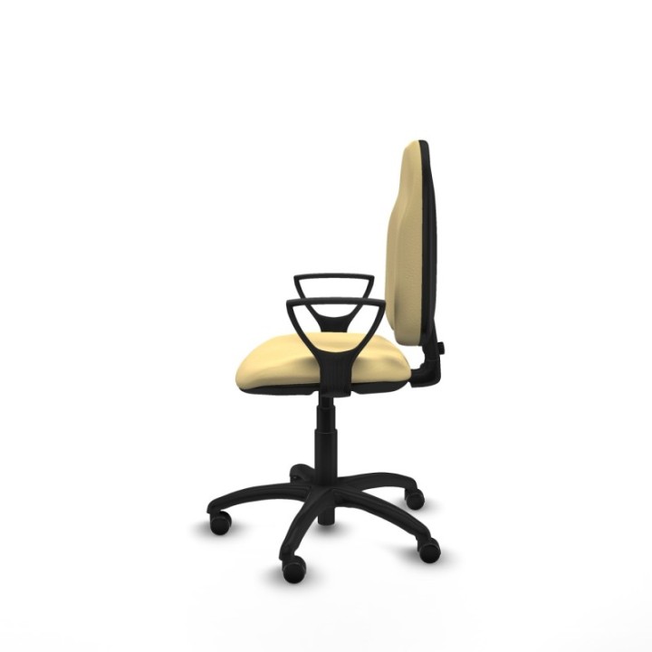 Algarra CP similpiel crema brazos fijos base poliamida ruedas autofrenantes 50mm