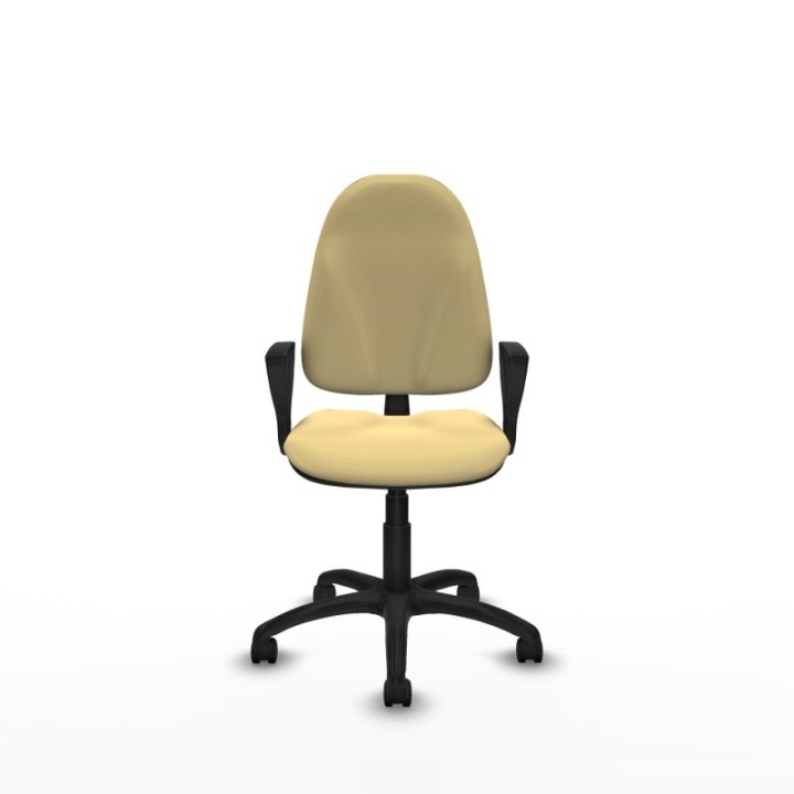 Algarra CP similpiel crema brazos fijos base poliamida ruedas nailon 50mm