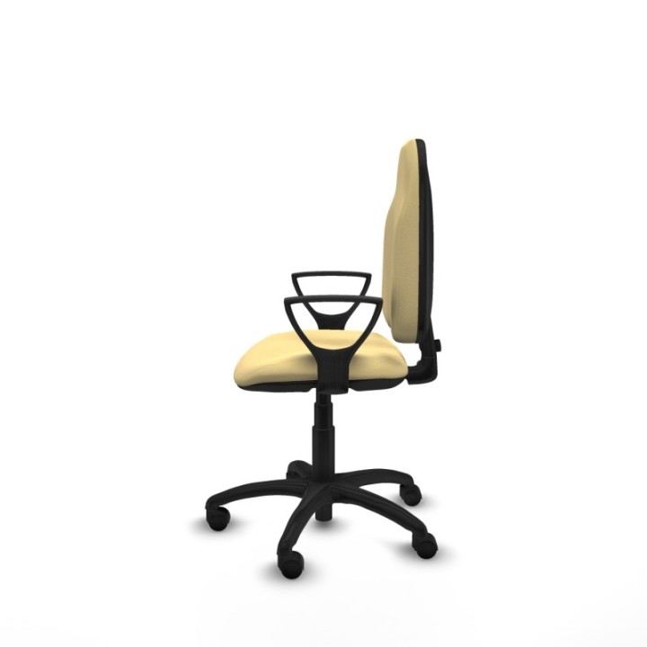 Algarra CP similpiel crema brazos fijos base poliamida ruedas nailon 50mm