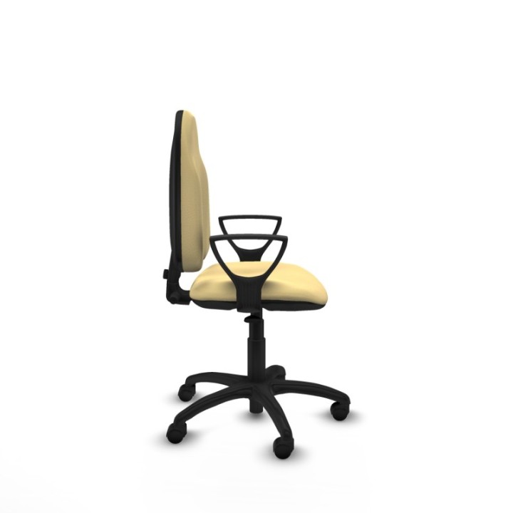 Algarra CP similpiel crema brazos fijos base poliamida ruedas nailon 50mm