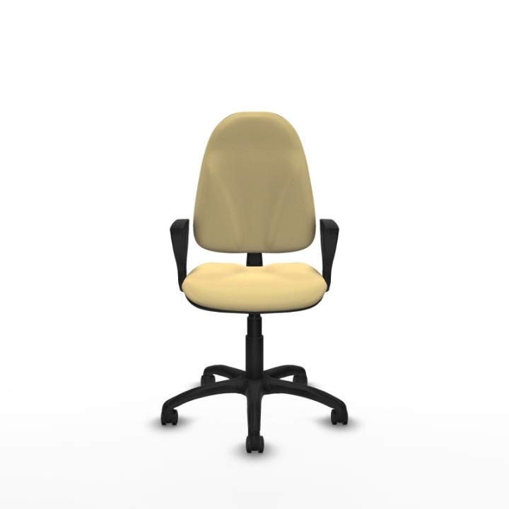 Algarra CP similpiel crema brazos fijos base poliamida ruedas engomadas 50mm