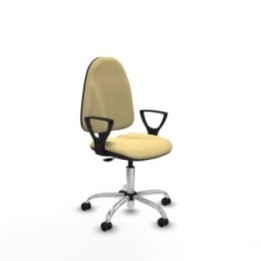 Algarra CP similpiel crema brazos fijos base cromada ruedas engomadas 50mm