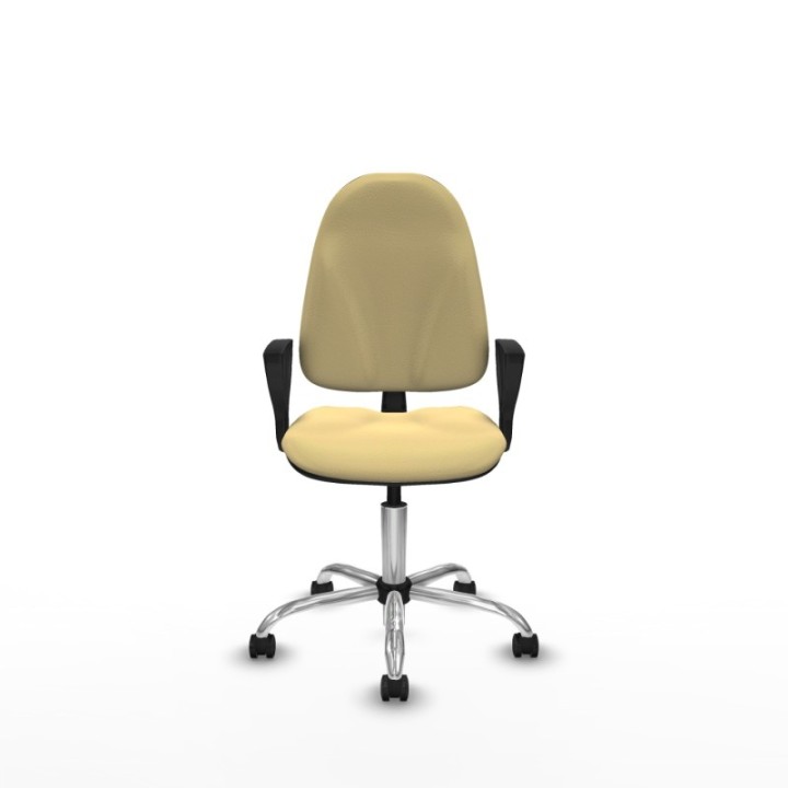 Algarra CP similpiel crema brazos fijos base cromada ruedas engomadas 50mm