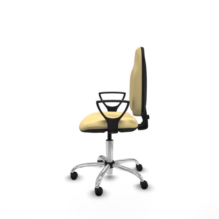 Algarra CP similpiel crema brazos fijos base cromada ruedas engomadas 50mm