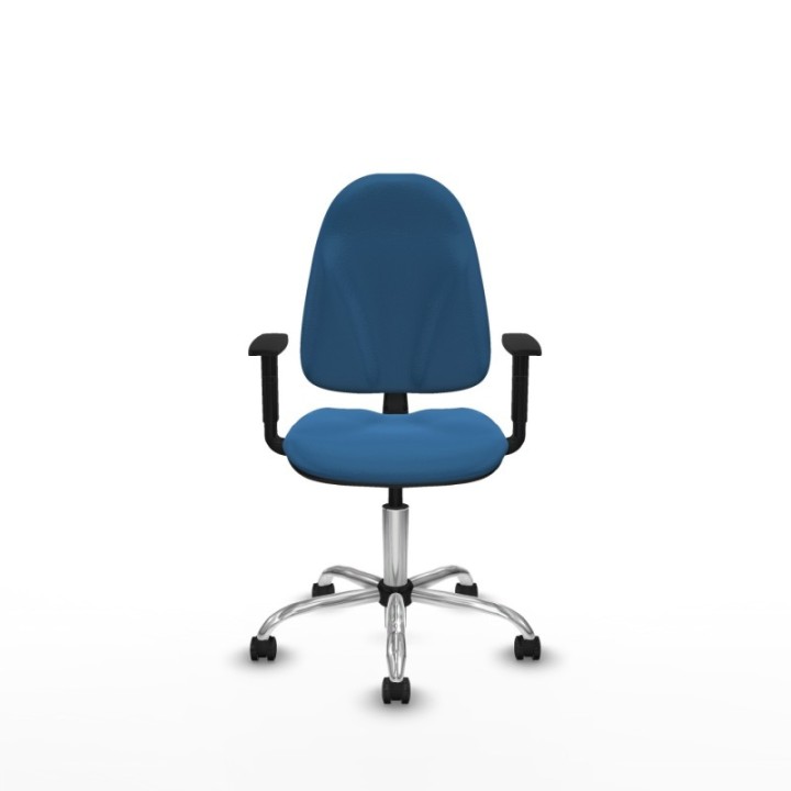 Algarra CP similpiel azul claro brazos 1D base cromada ruedas autofrenantes 50mm