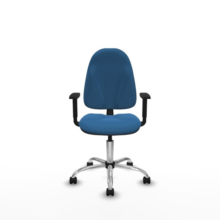 Algarra CP similpiel azul claro brazos 1D base cromada ruedas nailon 50mm