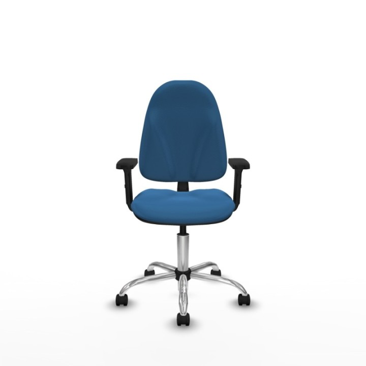 Algarra CP similpiel azul claro brazos 2D base cromada ruedas nailon 50mm