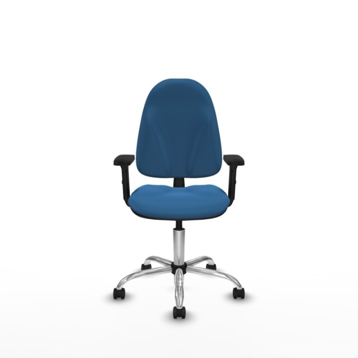 Algarra CP similpiel azul claro brazos 2D base cromada ruedas engomadas 50mm