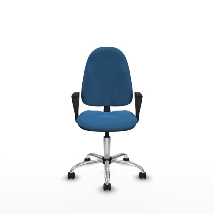 Algarra CP similpiel azul claro brazos fijos base cromada ruedas engomadas 50mm