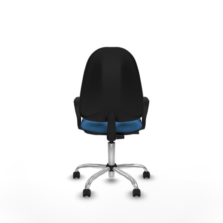 Algarra CP similpiel azul claro brazos fijos base cromada ruedas engomadas 50mm