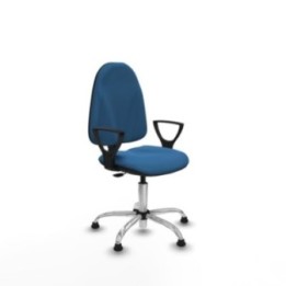 Algarra CP similpiel azul claro brazos fijos base cromada topes