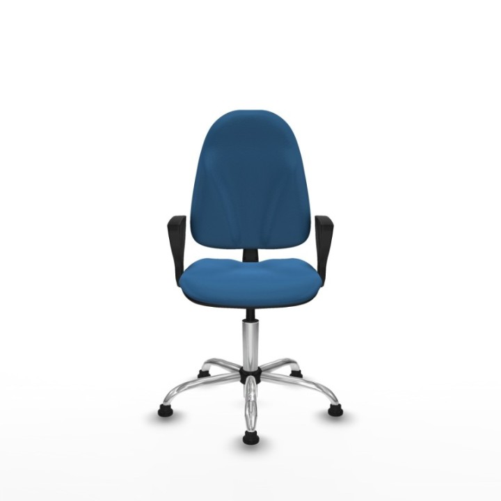 Algarra CP similpiel azul claro brazos fijos base cromada topes