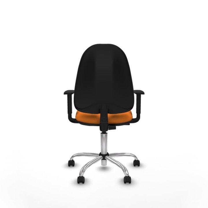 Algarra CP similpiel naranja brazos 1D base cromada ruedas autofrenantes 50mm