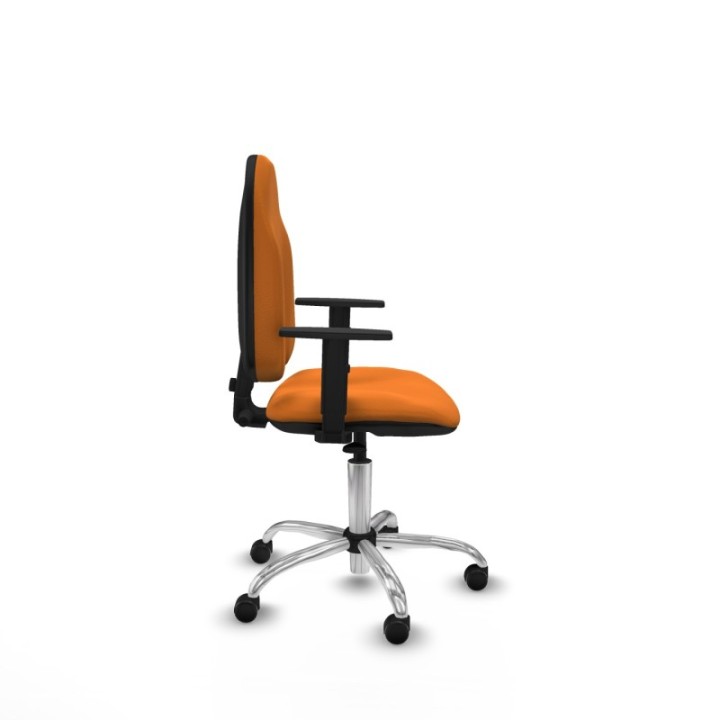 Algarra CP similpiel naranja brazos 1D base cromada ruedas autofrenantes 50mm