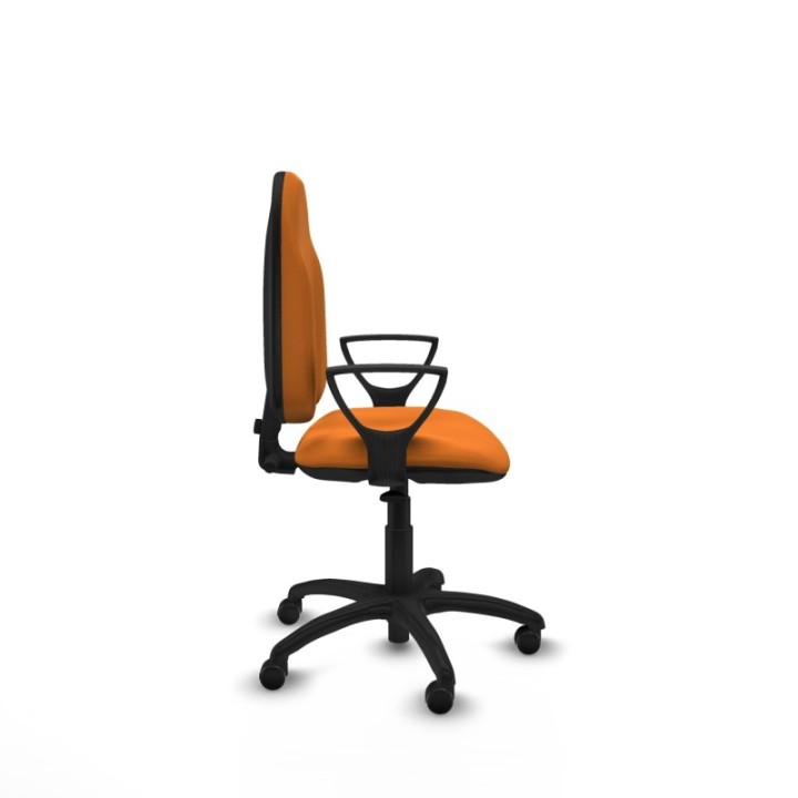 Algarra CP similpiel naranja brazos fijos base poliamida ruedas autofrenantes 50mm