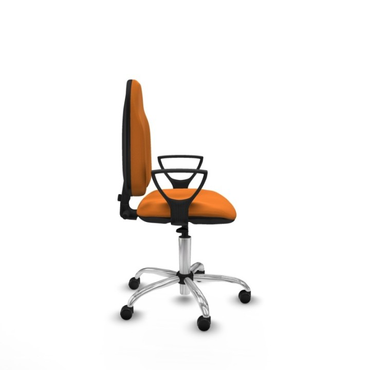 Algarra CP similpiel naranja brazos fijos base cromada ruedas autofrenantes 50mm