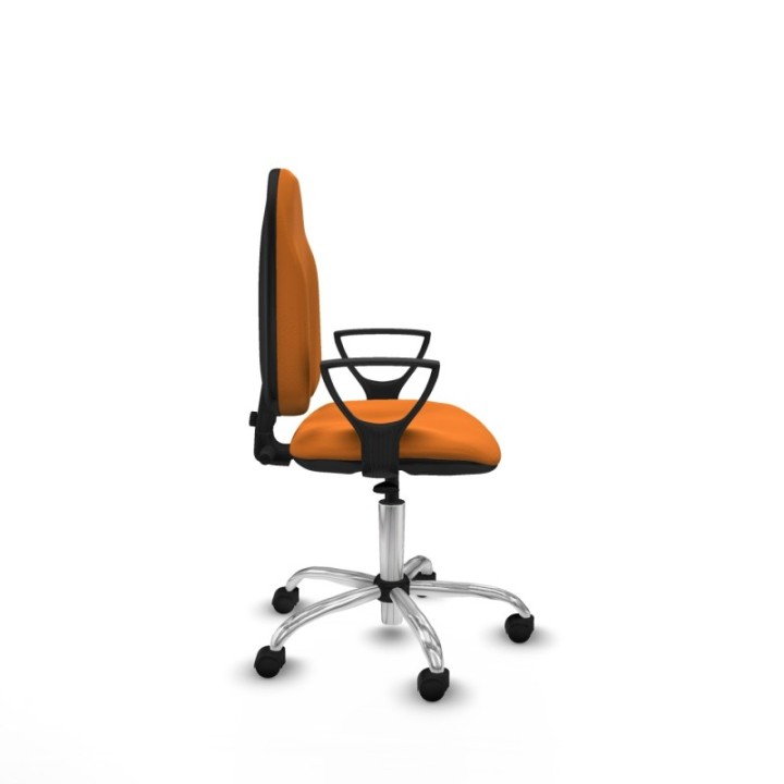 Algarra CP similpiel naranja brazos fijos base cromada ruedas nailon 50mm