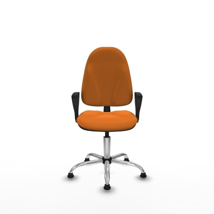 Algarra CP similpiel naranja brazos fijos base cromada topes