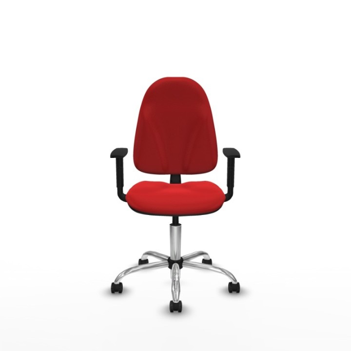 Algarra CP similpiel rojo brazos 1D base cromada ruedas autofrenantes 50mm