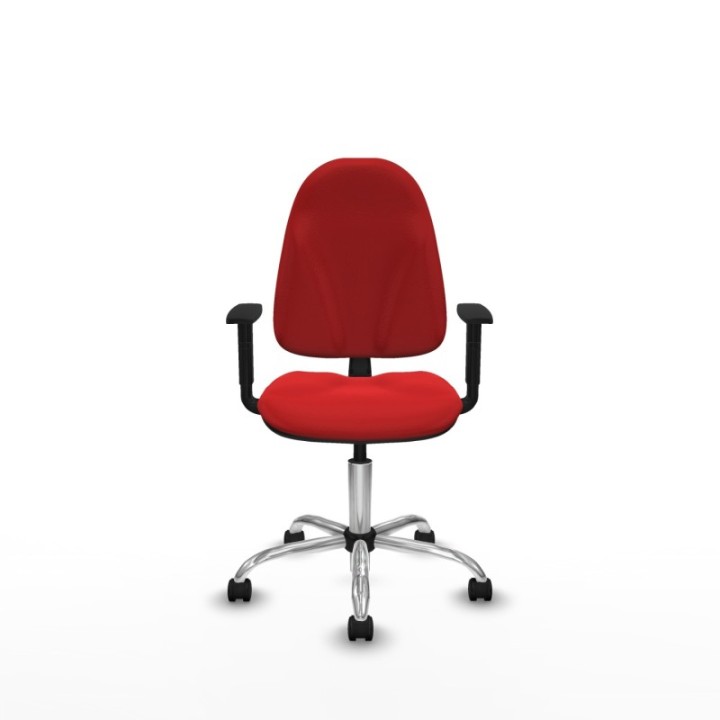 Algarra CP similpiel rojo brazos 1D base cromada ruedas nailon 50mm