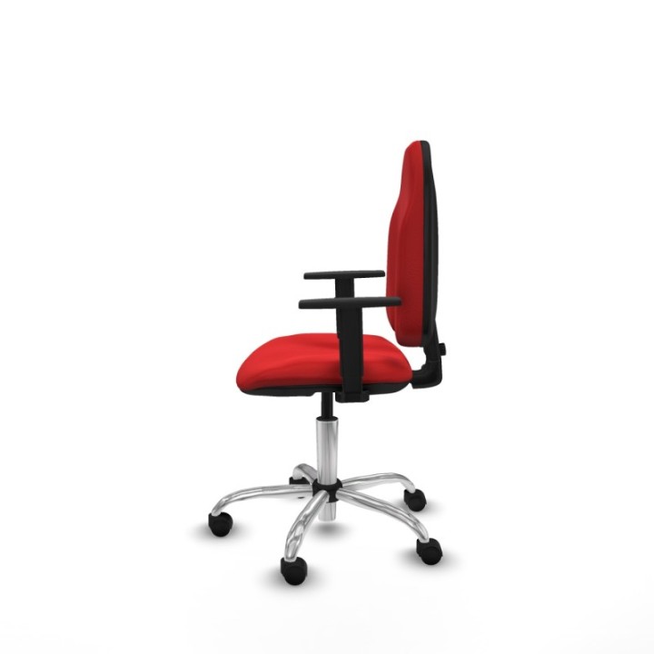 Algarra CP similpiel rojo brazos 1D base cromada ruedas nailon 50mm