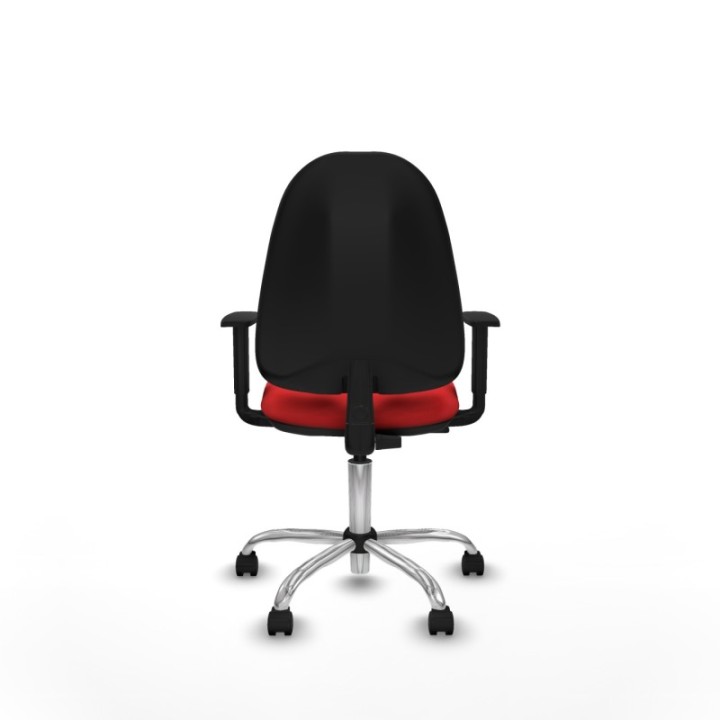 Algarra CP similpiel rojo brazos 1D base cromada ruedas nailon 50mm