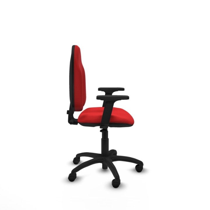 Algarra CP similpiel rojo brazos 2D base poliamida ruedas nailon 50mm