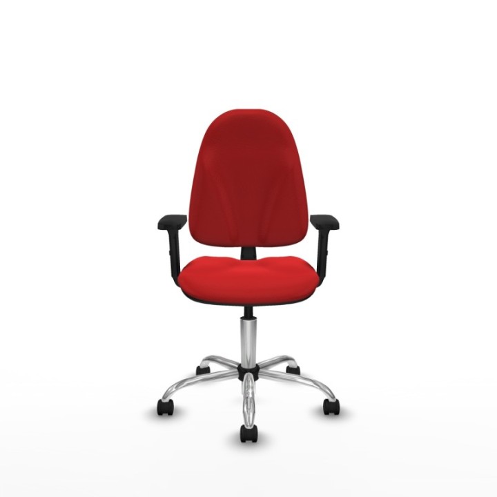 Algarra CP similpiel rojo brazos 2D base cromada ruedas nailon 50mm