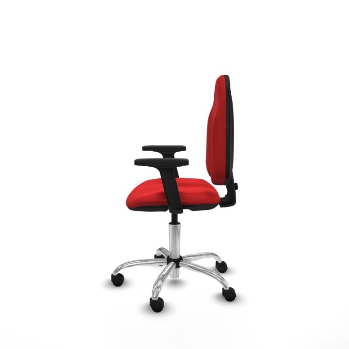 Algarra CP similpiel rojo brazos 2D base cromada ruedas nailon 50mm