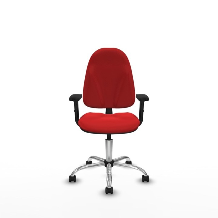 Algarra CP similpiel rojo brazos 2D base cromada ruedas engomadas 50mm