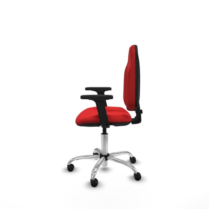 Algarra CP similpiel rojo brazos 2D base cromada ruedas engomadas 50mm