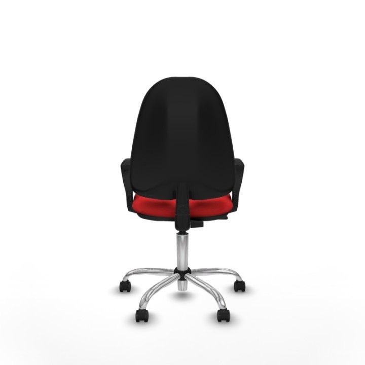 Algarra CP similpiel rojo brazos fijos base cromada ruedas autofrenantes 50mm